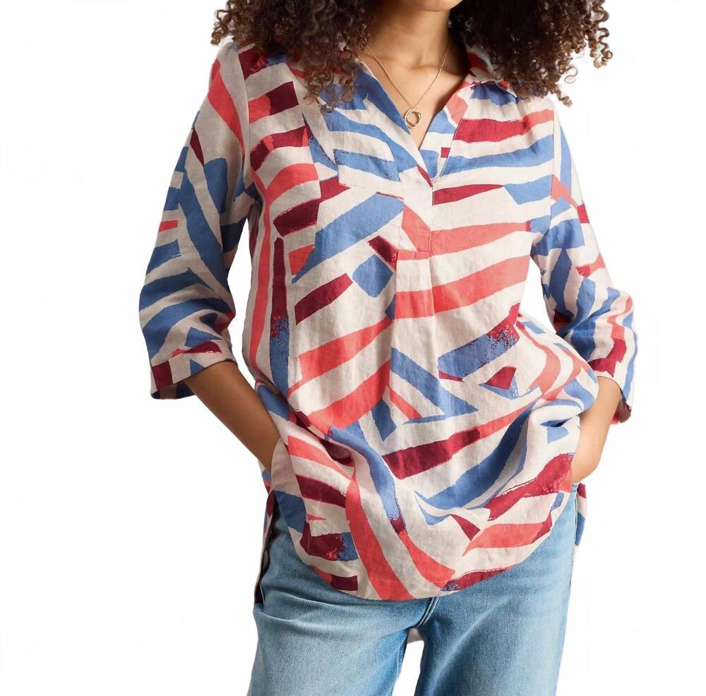 NEW WHITE STUFF bianca linen tunic in ivory multi
